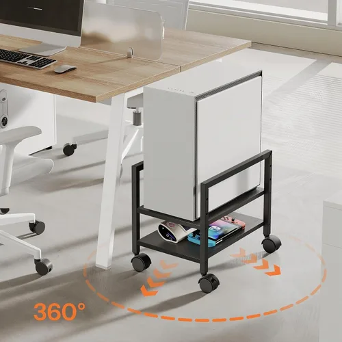 Vista 8 de HOOBRO Soporte para PC, soporte de torre de PC de 2 niveles que se adapta a la mayoría de torres de computadora, soporte de CPU para piso, altura