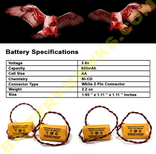 Vista 5 de AA900MAH 6200-RP 3.6v 900mAh Reemplazo de batería Señal de salida Luz de emergencia NiCad 6200RP OSA230 253799 LEDR-1