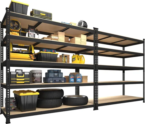 Vista 12 de PrimeZone Estantes de Almacenamiento de Servicio Pesado de 40" An x 20" Pr x 59" Al, Unidad de Estantería de Garaje Ajustable de 4 Niveles, Estante