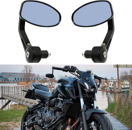 Vista 9 de Espejos universales negros para motocicleta, espejos laterales de barra compatibles con Honda, Scooter, Suzuki, Yamaha, Kawasaki, Victory, Harley