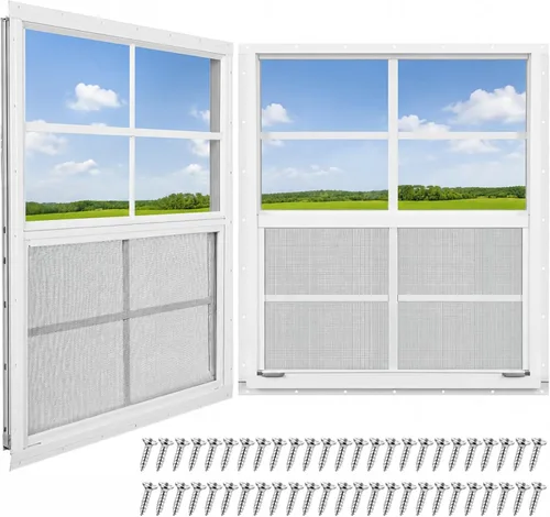 Vista 17 de Tandefio - Ventanas de cobertizo de 12 x 18 pulgadas, ventanas pequeñas de 12 x 18 pulgadas, montaje empotrado negro con vidrio templado y pantalla