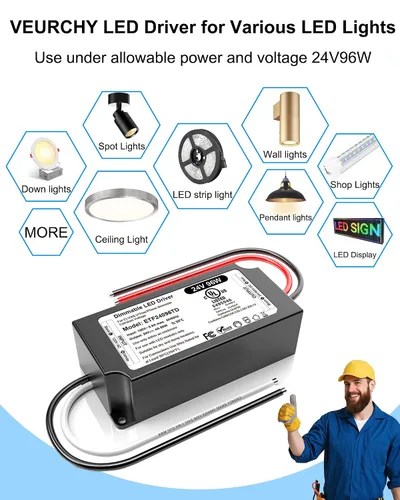 Vista 6 de 96W 24V Regulable LED Driver UL Listado, DC 24V Triac ELV/MLV Clase
