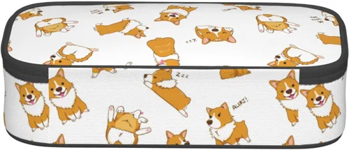 Vista 3 de FyLybois Estuche para lápices de perro de gran capacidad, bolsa con cremallera, bolsa estacionaria para organizador de oficina universitaria