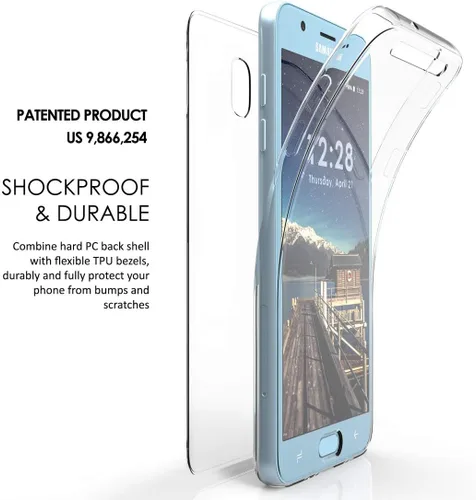 Vista 4 de Funda transparente para Galaxy J3 2018, nueva envoltura de 360 grados [protección de cuerpo completo] Funda delgada de TPU transparente