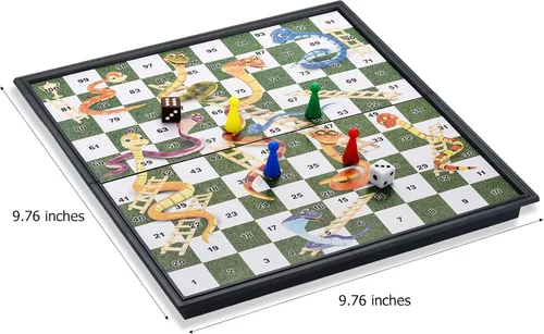 Vista 2 de Juegos de Mesa Magnéticos de Serpientes y Escaleras con Tablero Plegable Juegos de Viaje para Niños y Adultos