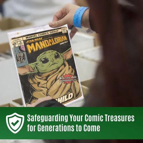 Vista 7 de 1 pieza actual moderno regular soporte de caja de exhibición de cómics tamaño plateado Protector magnético de cómics Esquinas de diamante