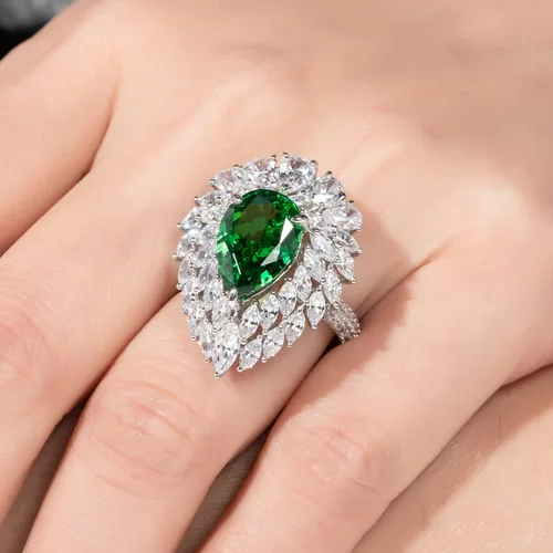 Vista 8 de 4CT-7CT Cubic Zirconia Cocktail Rings Pear CutHeart CutRadiant Cut 5A Grade Simulated Diamond CZ Statement Engagement Promise Ring for Women