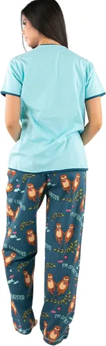 Vista 2 de Lazy One Conjunto de pijama para mujer, manga corta con bonitos estampados, ajuste relajado