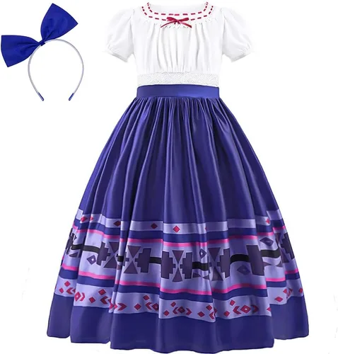 Vista 2 de keaiyouhuo Disfraz de Mirabel 3T-12T para cosplay, disfraz de Isabela Luisa Dolores, tía Pepa, vestido Madrigal para la familia Halloween