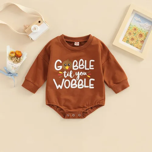 Vista 2 de My First Thanksgiving - Conjunto de sudadera de manga larga con cuello redondo para bebé, niña y niño, mameluco de gran