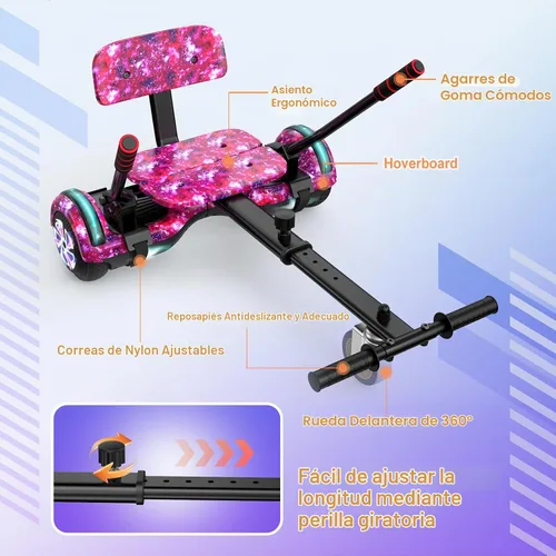 Vista 5 de LIEAGLE Self-Balancing Scooter with Seat Attachment Adjustable Frame B01-Púrpura con kart