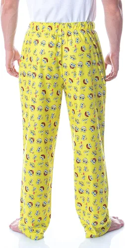 Vista 4 de Nickelodeon - Pantalones de pijama para hombre con estampado de Bob Esponja, Amarillo