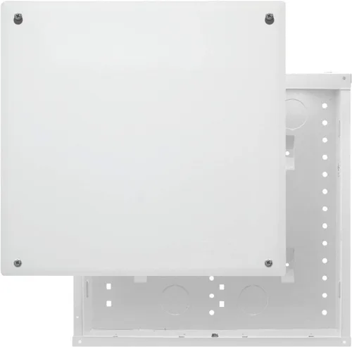 Vista 2 de On-Q EN1400 EN Gabinete CRS de calibre 20 con tapa atornillada, 14 pulgadas, blanco brillante y divisor de video pasivo mejorado VM1002 1X8, 1 GHz