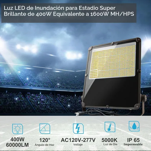 Vista 2 de Luz de inundación LED Lightdot 400W para exteriores con fotocélula del atardecer al amanecer