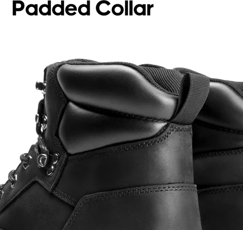 Vista 4 de NORTIV 8 Botas de senderismo para hombre, impermeables, con puntera suave, botas de trabajo de cuero