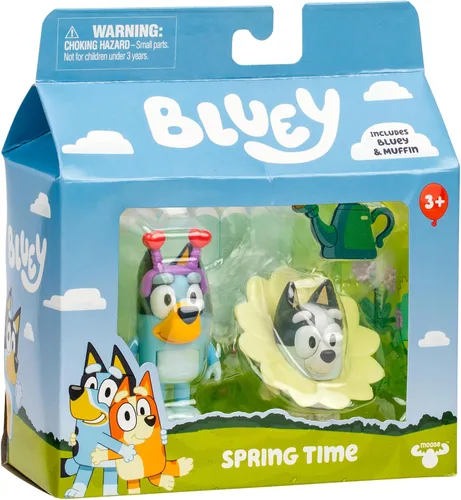 Vista 8 de Paquete de 2 figuras articuladas de juguete de carreras de Bluey Baby, juguetes de personajes con Chilli y bebé en cuna accesorio, figuras de acción