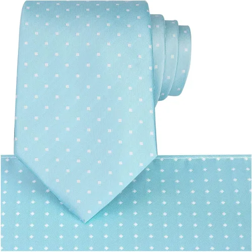 Vista 111 de KissTies Mens Checkered Tie Set Solid Color Festive Necktie + Pocket Square
