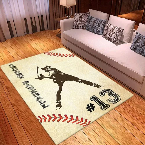 Vista 3 de Alfombra deportiva para jugador de béisbol, alfombra deportiva para dormitorio, 2 x 3, 3 x 5, 4 x 6, 5 x 8, antideslizante, para pasillo, deportes