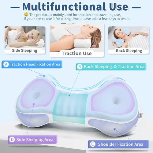 Vista 3 de Almohada de Apoyo para el Cuello, Pequeña Almohada Cervical Enrollable de Espuma de Memoria, Dispositivo de Tracción Cervical, Almohada de Respaldo