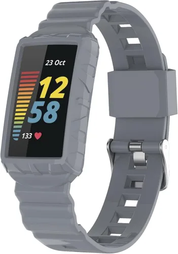 Vista 12 de AISPORTS Correa compatible con Fitbit Charge 6/5/4/3 con funda antigolpes, resistente a los impactos, con banda de repuesto de silicona para Fitbit