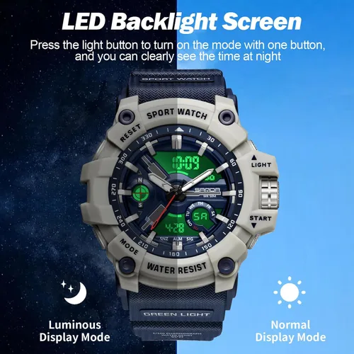 Vista 5 de Relojes militares para hombre, digital, 164.0 ft, resistente al agua, reloj deportivo de cara grande, táctico, luz de fondo, alarma, cronómetro