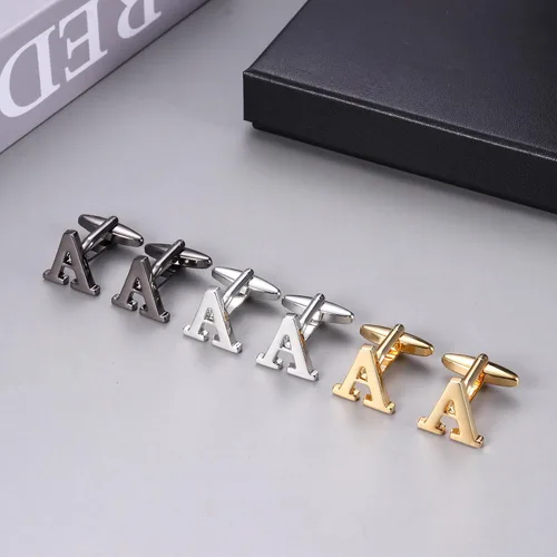Vista 6 de LOLIAS 3 pares de gemelos para hombre, gemelos personalizados con inicial para hombre, estilo casual a formal, con caja de regalo, juego de gemelos