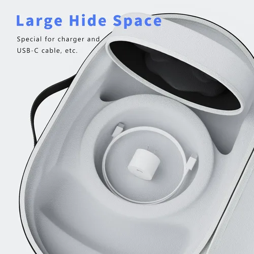 Vista 4 de Funda de transporte rígida compatible con Meta Quest 3 2023, apta para correa de cabeza Elite con controlador táctil, cable USB-C, almacenamiento