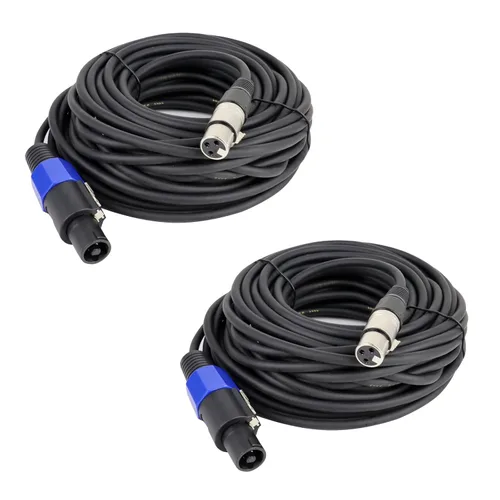 Vista 8 de HBU Livehouse Pro PA DJ Audio Speakon - Paquete de 2 cables de 30 pies compatibles con doble punta de altavoz a amplificador de alimentación