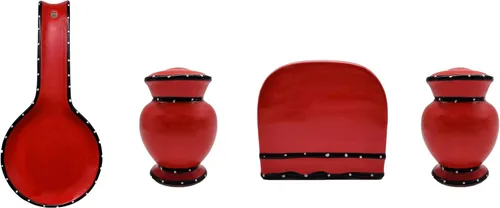 Vista 6 de Country Sunflower Painted Stove Top Set, salero y peper shaker, servilletero, cuchara resto 83025/28 by ACK Girasol país