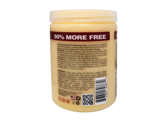 Vista 4 de Le Kair Cholesterol Plus Jamaican Black Castor Oil Crema Acondicionadora Tratamiento Profundo 24 Oz.
