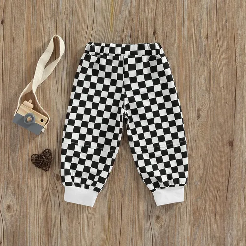 Vista 3 de Pantalones deportivos de algodón con estampado a cuadros para bebés y niñas pequeños