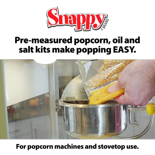 Vista 4 de Snappy Snap-Paks - Paquetes de porciones de palomitas todo en uno para máquina popping de 8 onzas, granos, aceite y sal, 24