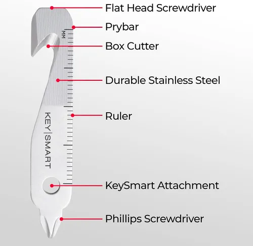 Vista 2 de KeySmart MultiTool - Herramienta multiusos 5 en 1 para llavero con abridor de cajas, regla, barra de palanca, destornillador Phillips y cabeza