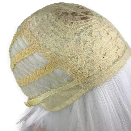 Vista 6 de Aimole Pelucas sintéticas rectas cortas Yaki blanco hongo cabeza peluca Bowl corte de pelo pelucas Bob (1001 blanco)
