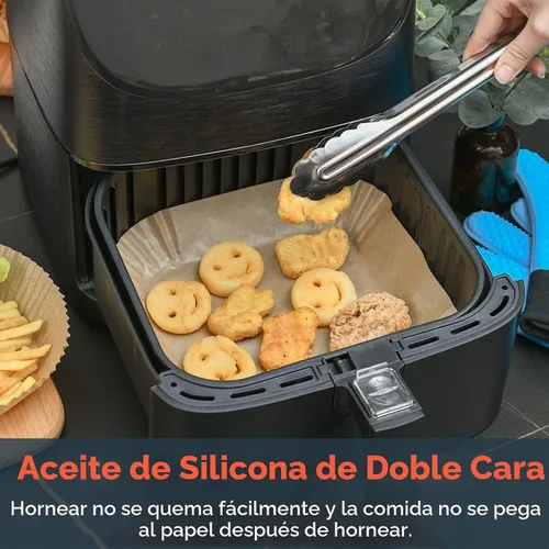 Vista 5 de [3 tamaños] Forro de papel desechable para freidora de aire, cuadrado, compatible con horno tostador COSORI, freidoras de aire antiadherentes, papel