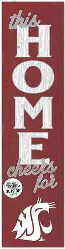 Vista 84 de KH Sports Fan Letrero de Alabama Crimson Tide This Home Cheers for Porch Leaner, 11 x 46 pulgadas, carmesí de marea carmesí; muestra tu espíritu