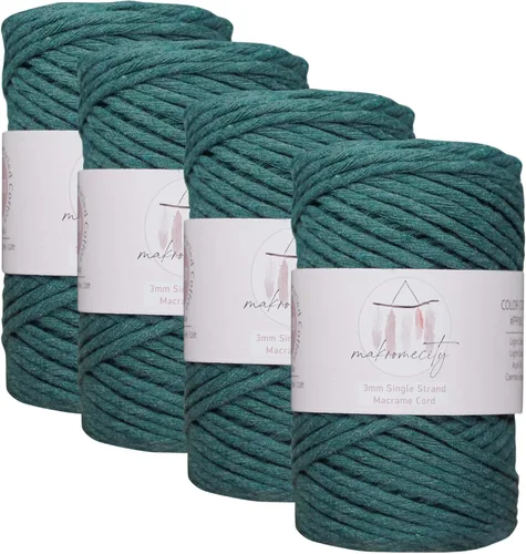 Vista 99 de Makromecity, Cordón de macramé de un solo hilo de 3 mm x 100 yardas (300 pies) de 3 mm de cordón de algodón azul bebé para arte y manualidades