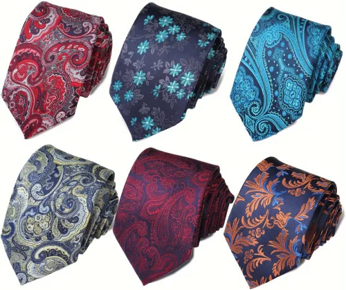 Vista 102 de WeiShang Lote de 6 corbatas clásicas de seda para hombre, corbatas tejidas jacquard