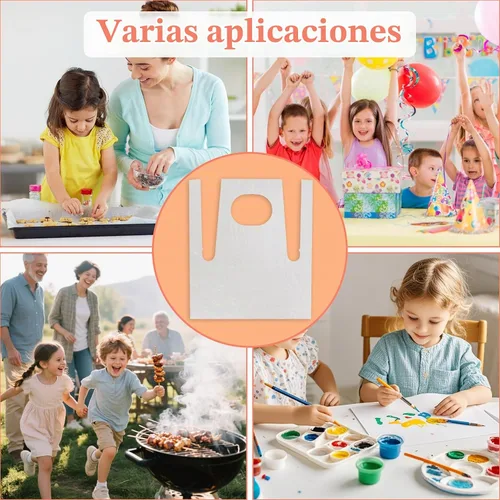Vista 7 de MAQIHAN - 50 delantales desechables para niños, baberos impermeables