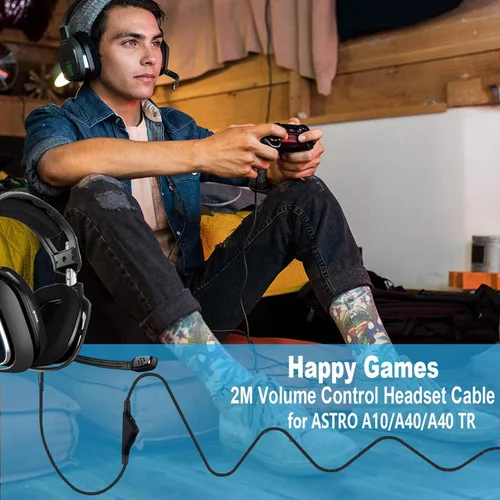 Vista 6 de 2M - Cable de repuesto para auriculares de 6.5 pies con control de volumen para Astro A10/A30/A40/A50, cable de auriculares para PS5/PS4/Xbox Series