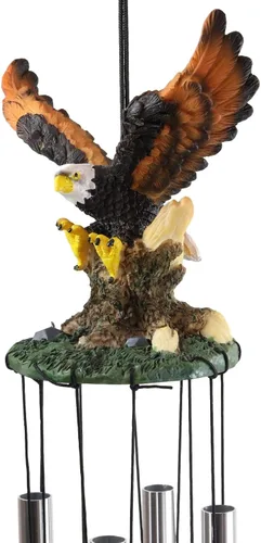 Vista 6 de Ebros Gift Colorido águila calva americana extendiendo sus alas resonante carillón de viento relajante Patio Jardín Decoración de aves silvestres