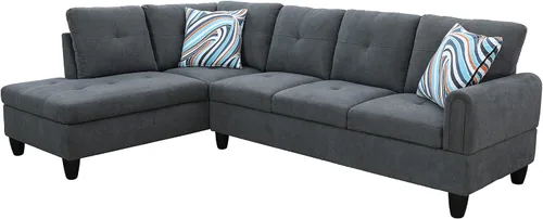 Vista 11 de Star Home Living Juego de 2 sofás seccionales orientados a la izquierda, marrón oscuro