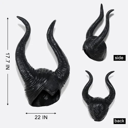 Vista 5 de JEGERMIG Feather Cape Shawl with Maleficent Horns Headband Set Halloween Costumes Couples Adults