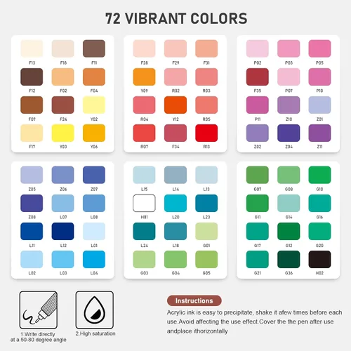 Vista 8 de DICEKOO Bolígrafos de gel acrílico para colorear 72 colores, punta fina de 0.039 in con control automático de tinta, 30% más de tinta, bolígrafos