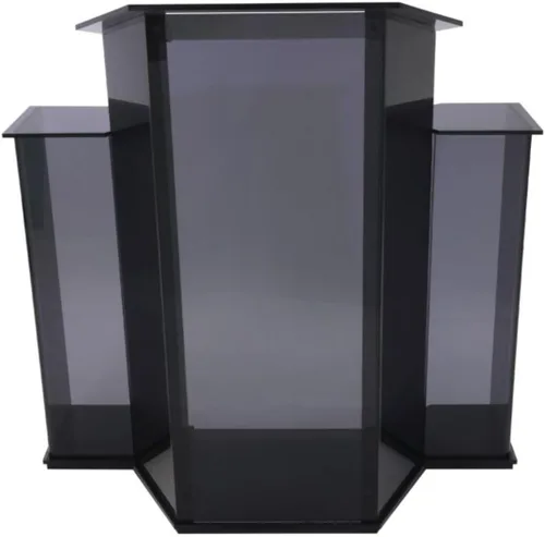Vista 11 de Kingdom Atril acrílico o podio con base de 6 columnas y un estante central ancho con mucho espacio para tus necesidades de presentación