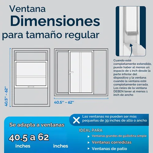 Vista 8 de Barra de ventana ajustable de seguridad para el hogar y cerradura de puerta corredera - 2 barras regulares High Impact Window Locks Window