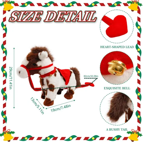 Vista 6 de Spotted - Juguete de caballo animado de Navidad, figuras de caballo interactivas de felpa con sonido, cola de cabeza moviendo, caballo que camina