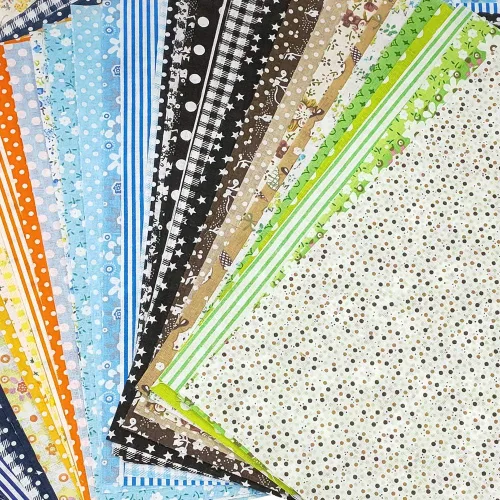 Vista 4 de Paquete de 50 piezas de tela de algodón artesanal de 10 x 10 pulgadas, juego de tela de acolchado y patchwork