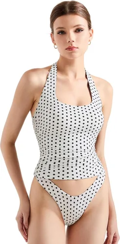 Vista 25 de SUUKSESS Camisetas sin Mangas para Mujer con Cuello Halter Forro Doble Sin Espalda Y2K Modernas para Salir Aguamarina