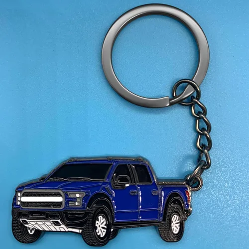 Vista 5 de Llavero de Coche para Ford F150 Accesorios Llavero de Metal Modelo 3D Camioneta Pickup (Azul)